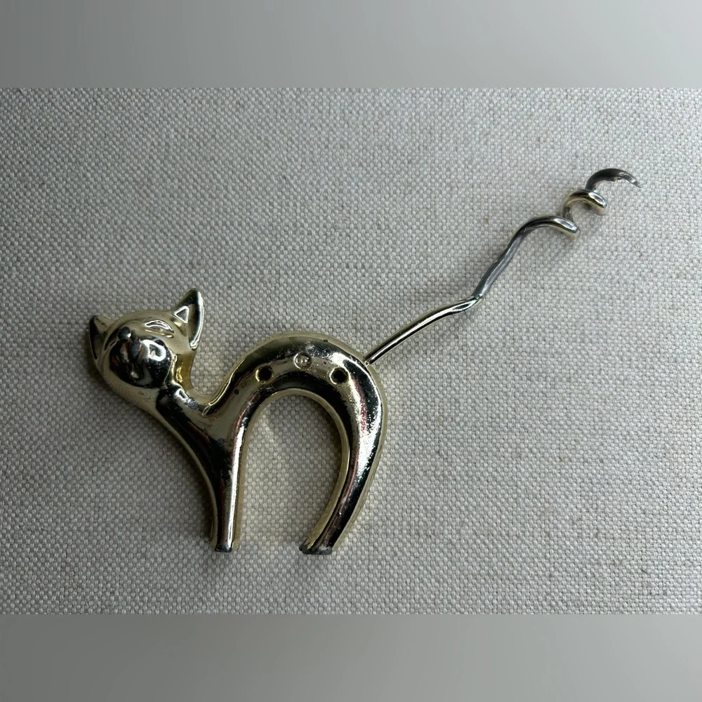 Vintage MCM Cat Kitten Wine Bottle Opener Corkscrew Bar Alcohol